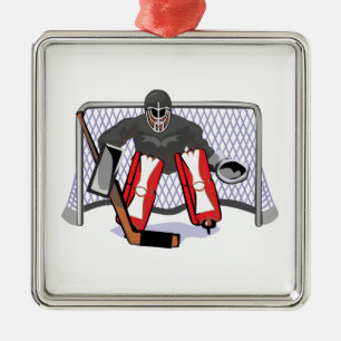 ijshockey goalie realistische vectorillustratie metalen ornament