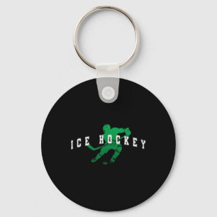 IJshockey groen team speler Varsity tekst Sleutelhanger