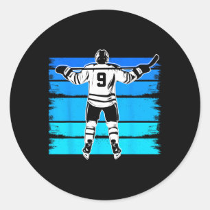 IJshockey Jongens Nummer 9 9e Verjaardag 9 Jaar Ou Ronde Sticker