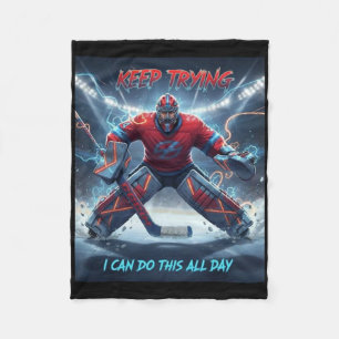 IJshockey Keeper - Ik Kan Dit Hele Dag Motivatie Fleece Deken