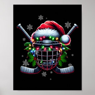 IJshockey Kerst Helmen Kerstman Hoed Wintersport Poster
