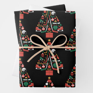 IJshockey Kerstboom Kerst Sporten Inpakpapier Vel