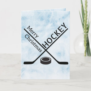 IJshockey kerstkaart - Blauwe ijsstokken puck Kaart