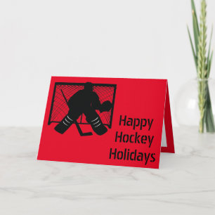 IJshockey kerstkaart - zwarte rode doelverdediger Kaart