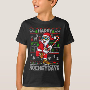 IJshockey Kerstman Gelukkige Hockeydagen Grappige T-shirt