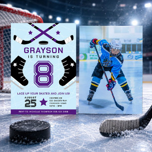 IjsHockey Kinderen Verjaardagsfeestje Paarse Uitno Kaart