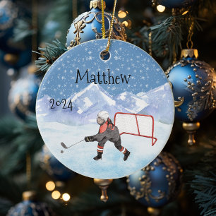 IJshockey naam Persoonlijke waterverf  Keramisch Ornament