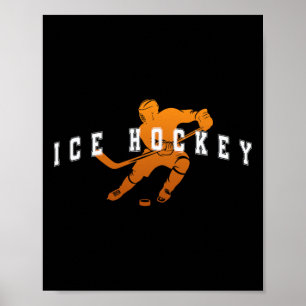IJshockey Oranje Team Speler Varsity Tekst Poster