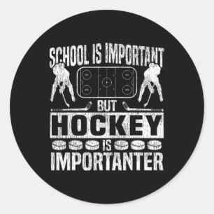 IJshockey Oude School Is Belangrijk Maar Hockey Ronde Sticker