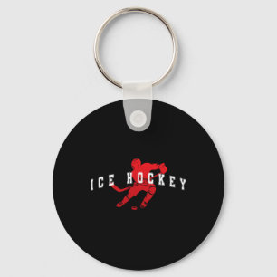 IJshockey Rood Team Speler Varsity Tekst Sleutelhanger