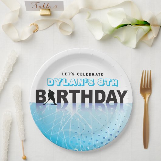 IJSHOCKEY SCHAATSEN Verjaardagsfeest Decor Papieren Bordje (Huwelijk)