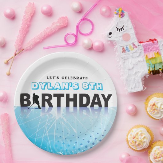 IJSHOCKEY SCHAATSEN Verjaardagsfeest Decor Papieren Bordje (Feest)