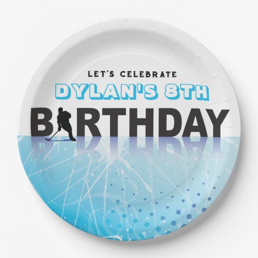 IJSHOCKEY SCHAATSEN Verjaardagsfeest Decor Papieren Bordje (Voorkant)