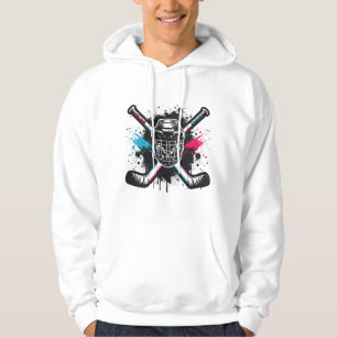 IJshockey Schedel Met Sticks Spatwater Stijl Kunst Hoodie