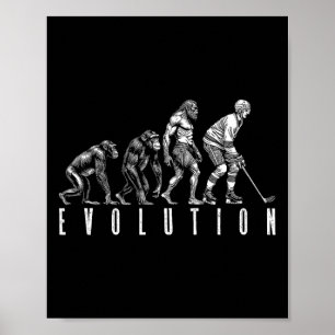 IJsHockey Speler Evolutie Grappige Man Aap Holbewo Poster