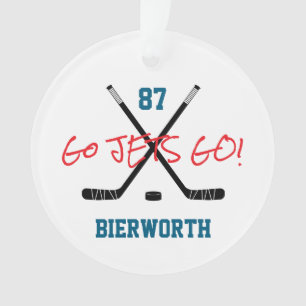 IJshockey Sport Team Aangepaste Tekst Kleuren Fun Ornament
