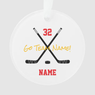 IJshockey Sport Team Aangepaste Tekst Kleuren Fun Ornament