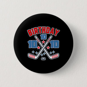 IjsHockey Tien Verjaardag Jongen 10e Feestje Jonge Ronde Button 5,7 Cm