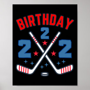 IJshockey Twee Verjaardag Jongen 2de Feest Jongens Poster