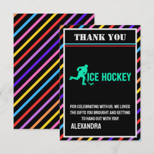 IJshockey verjaardagsfeestje, IJshockey meisje spe Bedankkaart