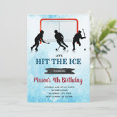 IJshockey verjaardagsfeestje uitnodiging (Staand voorkant)