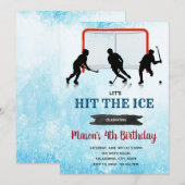 IJshockey verjaardagsfeestje uitnodiging (Voorkant / Achterkant)