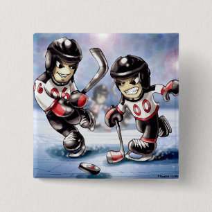 ijshockey vierkante button 5,1 cm