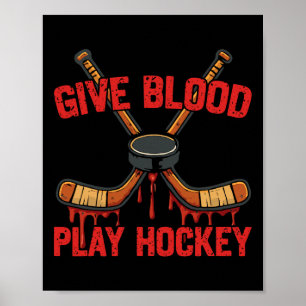 IJshockey Vintage Geef Bloed Speel Hockey  Poster