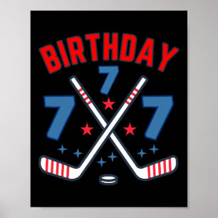IjsHockey Zeven Verjaardag Jongen 7de Feestje Jong Poster