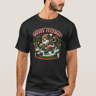 IJshockeykabouter vrolijk Puckmas IJshockeyspeler  T-shirt