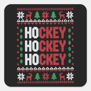 IjsHockeyliefhebber Kerstman Grappig Sportteam Vierkante Sticker