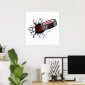 ijshockeypuck loopt door poster (Thuiskantoor)