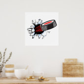 ijshockeypuck loopt door poster (Keuken)