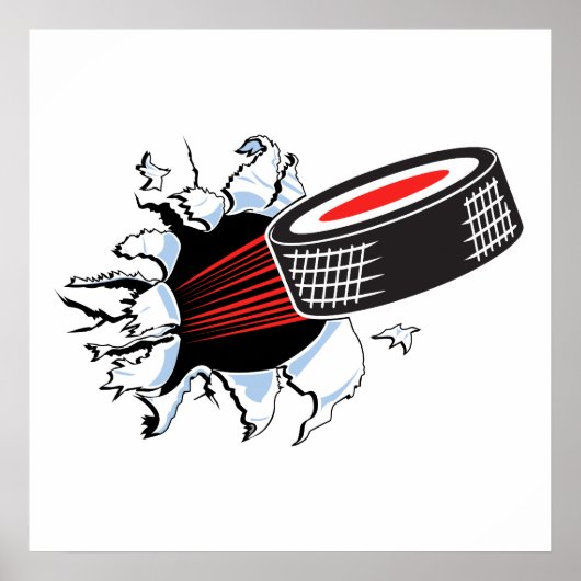 ijshockeypuck loopt door poster (Voorkant)