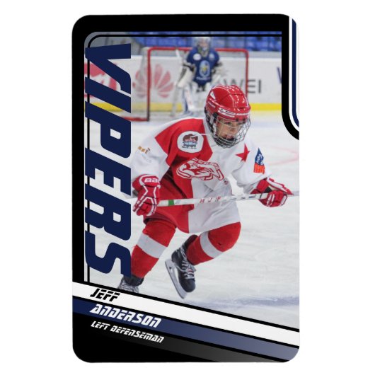 ijshockeyspeler aandenken aan dynamisch blauw magneet (Verticaal)