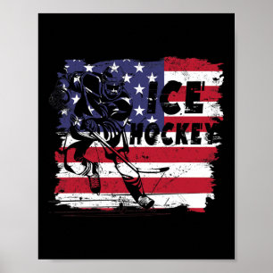 IJshockeyspeler Amerika Vlag IJshockeyspeler Poster