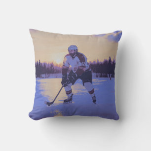 IJshockeyspeler bij zonsopgang Kussen