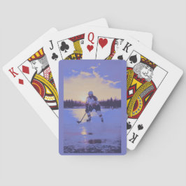 IJshockeyspeler bij zonsopgang Pokerkaarten