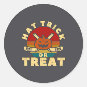 IJshockeyspeler Coach Halloween Pompoen Hoed Tric Ronde Sticker