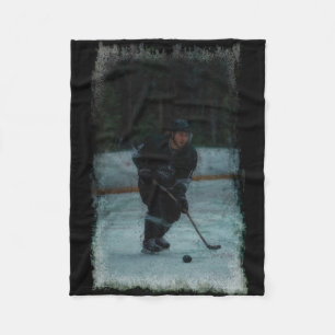 IJshockeyspeler die zich opwarmt Fleece Deken