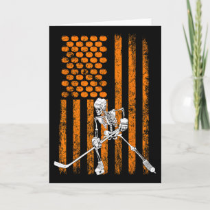 IJshockeyspeler Fan Cadeau Skelet Halloween T-shir Kaart