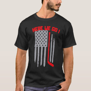 IJshockeyspeler, hockey Amerikaanse vlag Adult Jun T-shirt