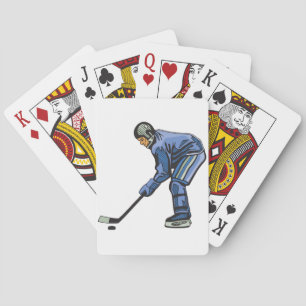 IJshockeyspeler in blauwe uniform Pokerkaarten