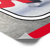 IJshockeyspeler op Red Metal Poster (Hoek)