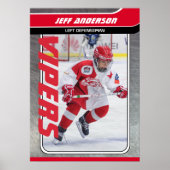 IJshockeyspeler op Red Metal Poster (Voorkant)