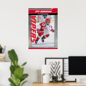 IJshockeyspeler op Red Metal Poster (Thuiskantoor)