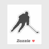 IJshockeyspeler - sticker (zwart) (Vel)