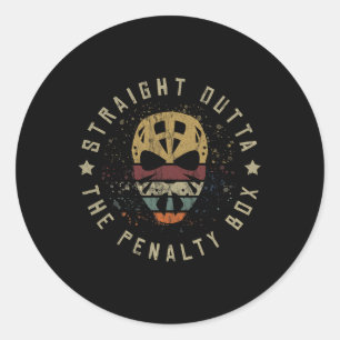 IJshockeyspeler Tee Goalie Puck Gezicht Team Straf Ronde Sticker