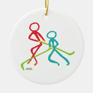 ijshockeystickmen keramisch ornament