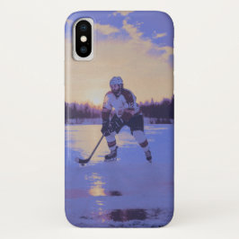 IJshocky speler bij zonsopgang iPhone X Hoesje